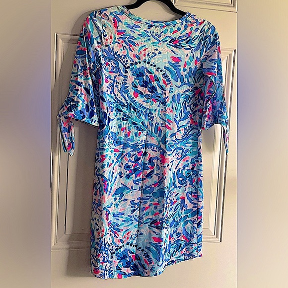 NWOT Lilly Pulitzer Preston Dress With Tie Sleeves In Breakaway TWave Party - Picture 4 of 15